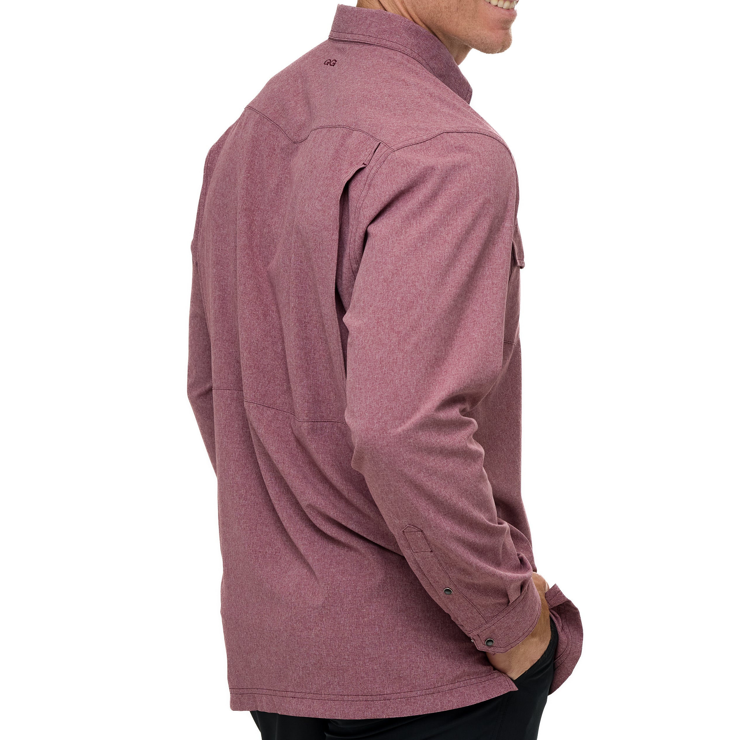 Maroon Pearl Snap Shirt | Long Sleeve - Image 6