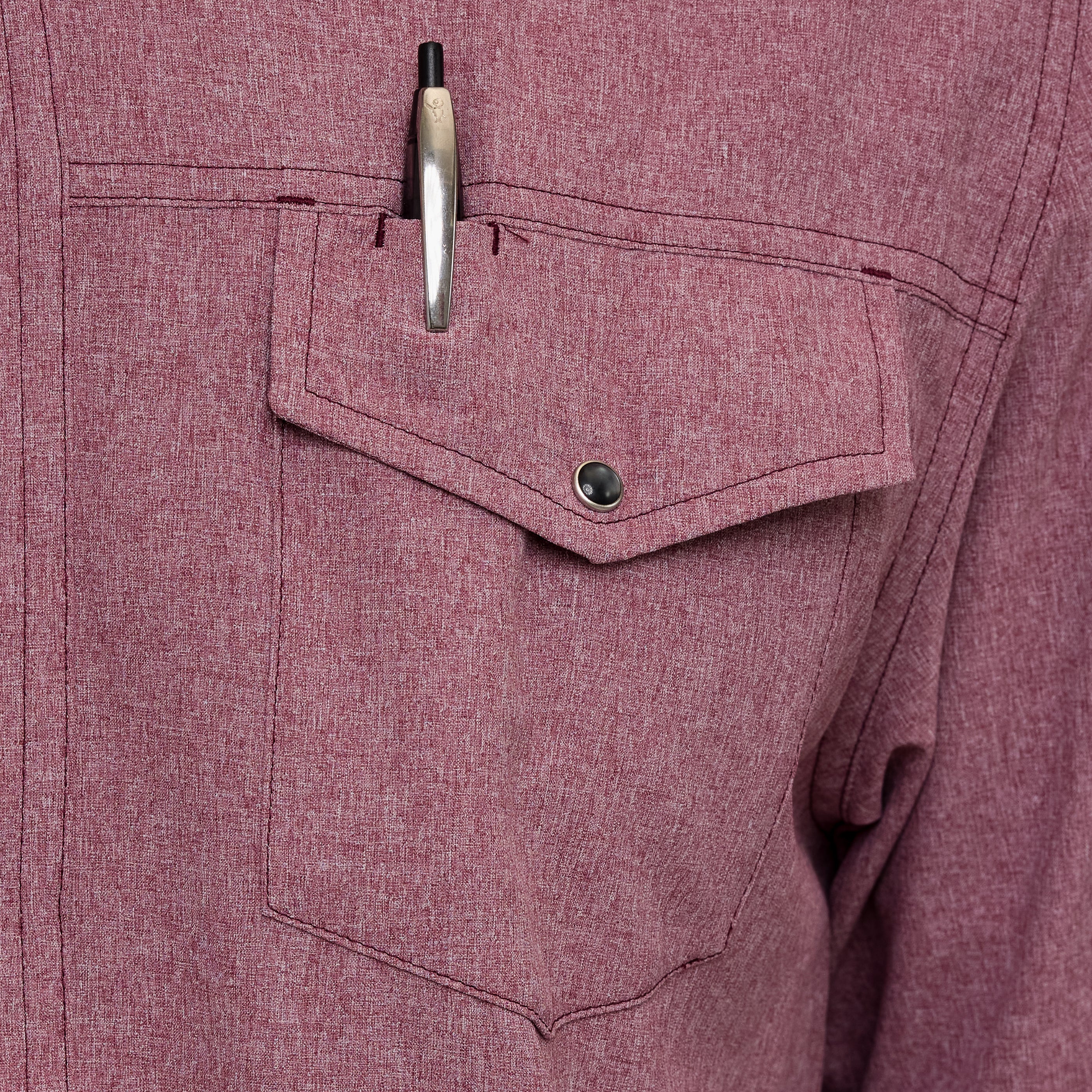 Maroon Pearl Snap Shirt | Long Sleeve - Image 9